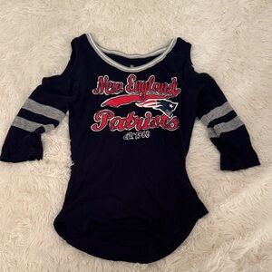 New England Patriots Cold Shoulder Top - navy blue